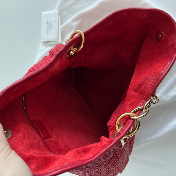 Lady Dior Soft Red Lambskin Leather Large Shopper Tote Authenticity card dustbag - Picture 10 of 13